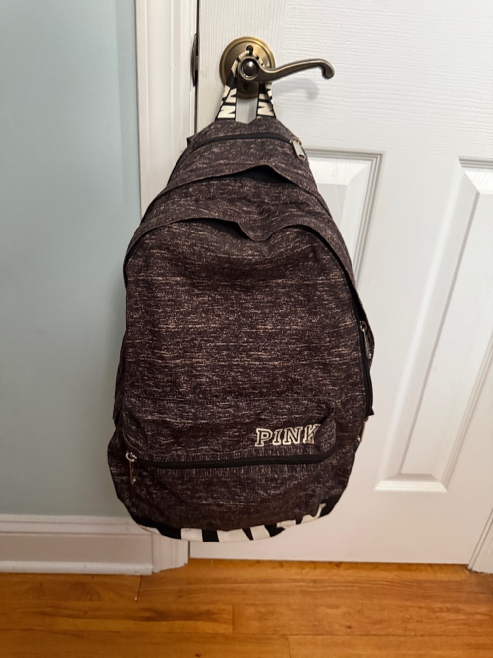 PINK Victoria's Secret Marled Black Sling Backpack with Logo